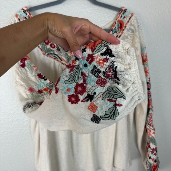 Soft Surroundings Mariella Floral Embroidered Linen Blend Boho Tunic Top XL - Picture 6 of 14
